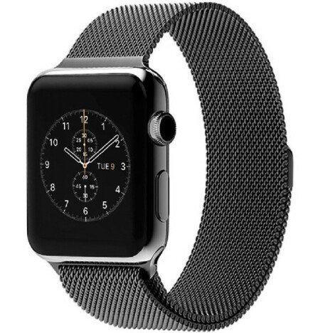 Curea iUni compatibila cu Apple Watch 1/2/3/4/5/6/7, 38mm, Milanese Loop, Otel Inoxidabil, Space Gre